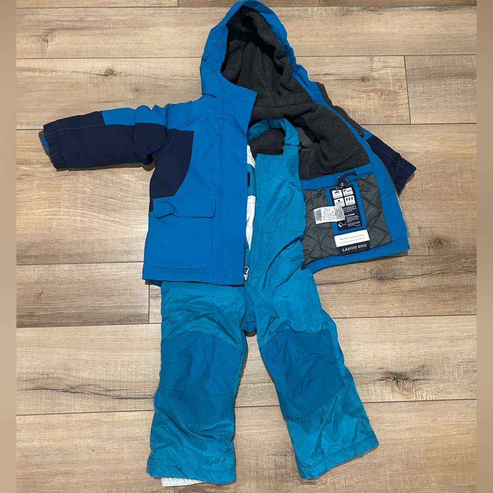 Lands End 2T ski jacket and ski bib